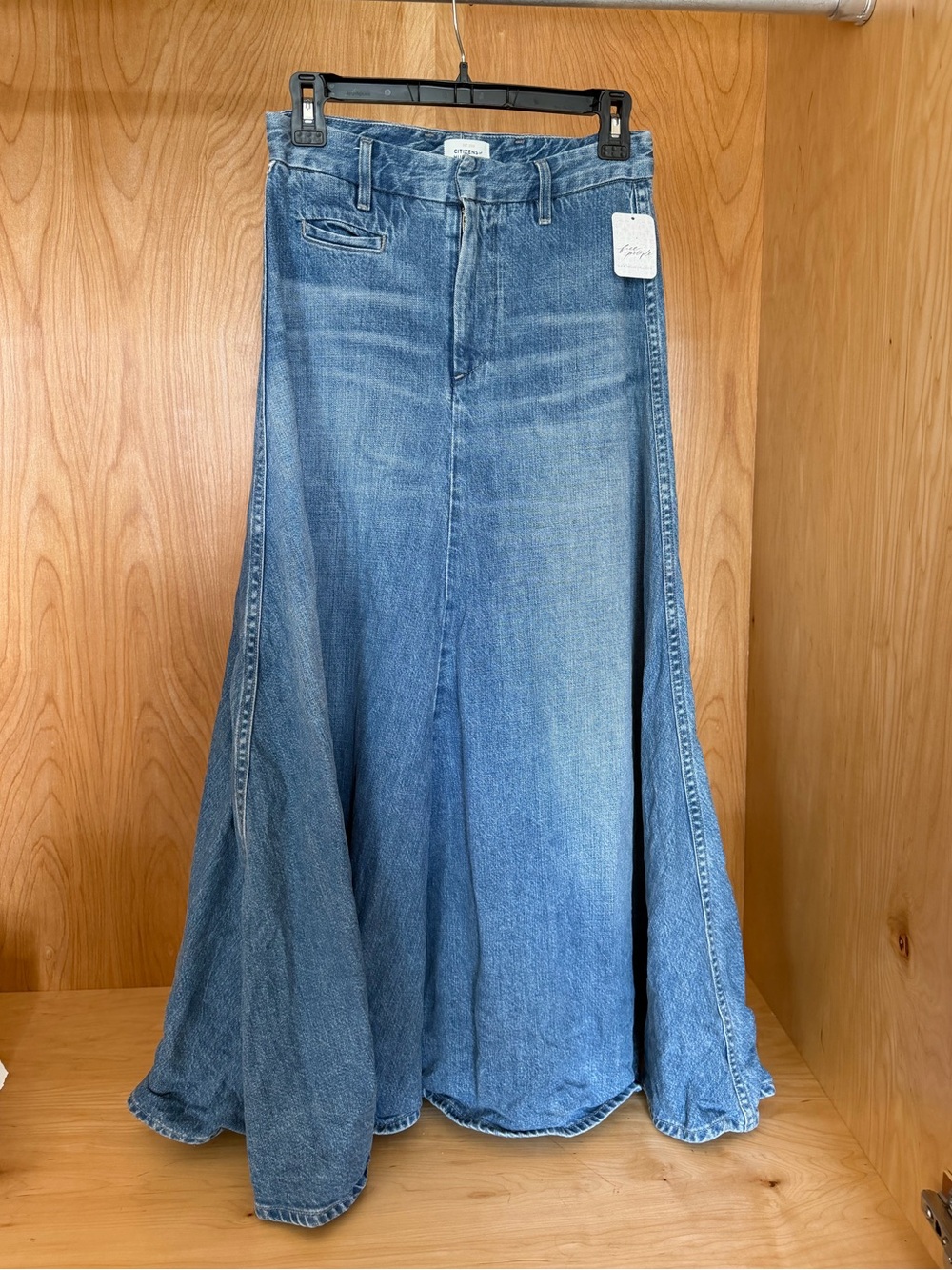 Citizen of Humanity Light Blue Denim Flare Maxi Skirt